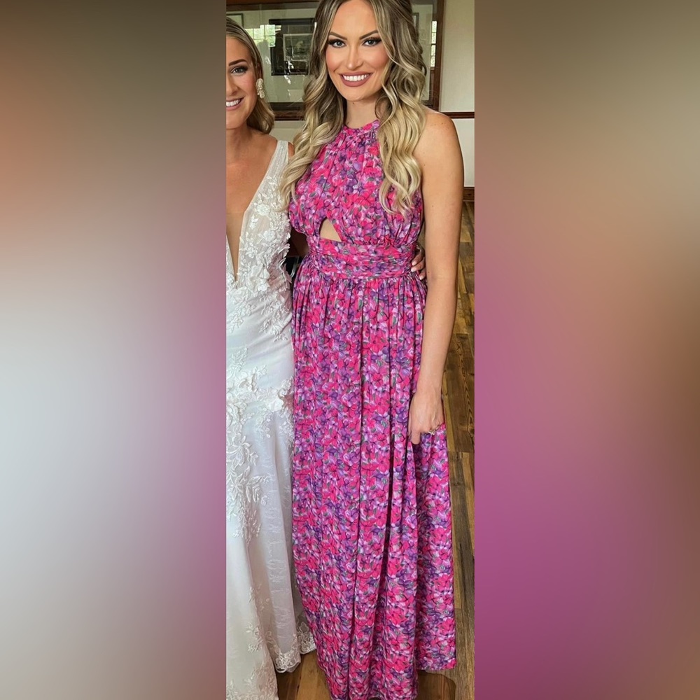 Hot Pinki floral formal gown